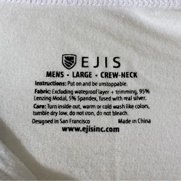 EJIS White Crew Neck Tee Shirt Men's Large Padded Armpit Wearable Confidence - Picture 5 of 7
